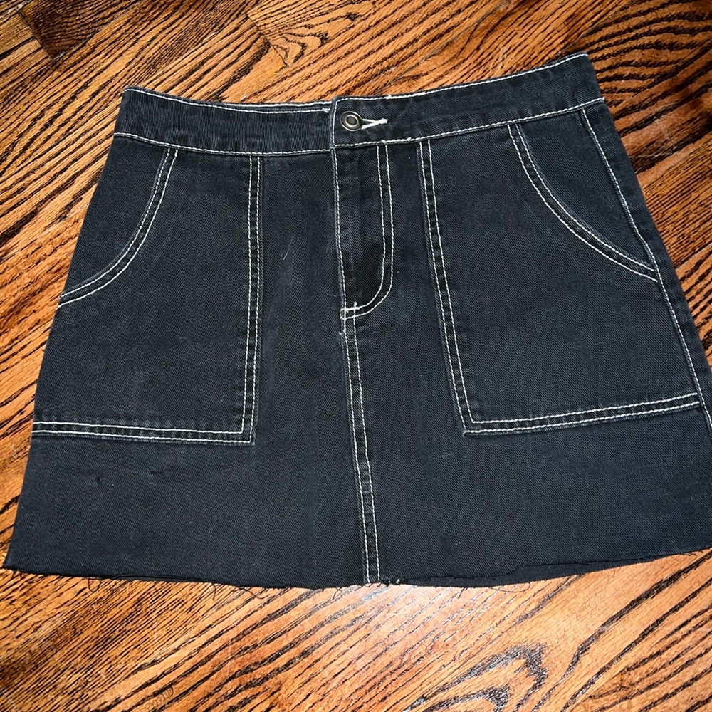 Black denim skirt